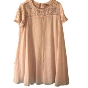 Forever 21 Jeweled Peach Babydoll Dress Size M
